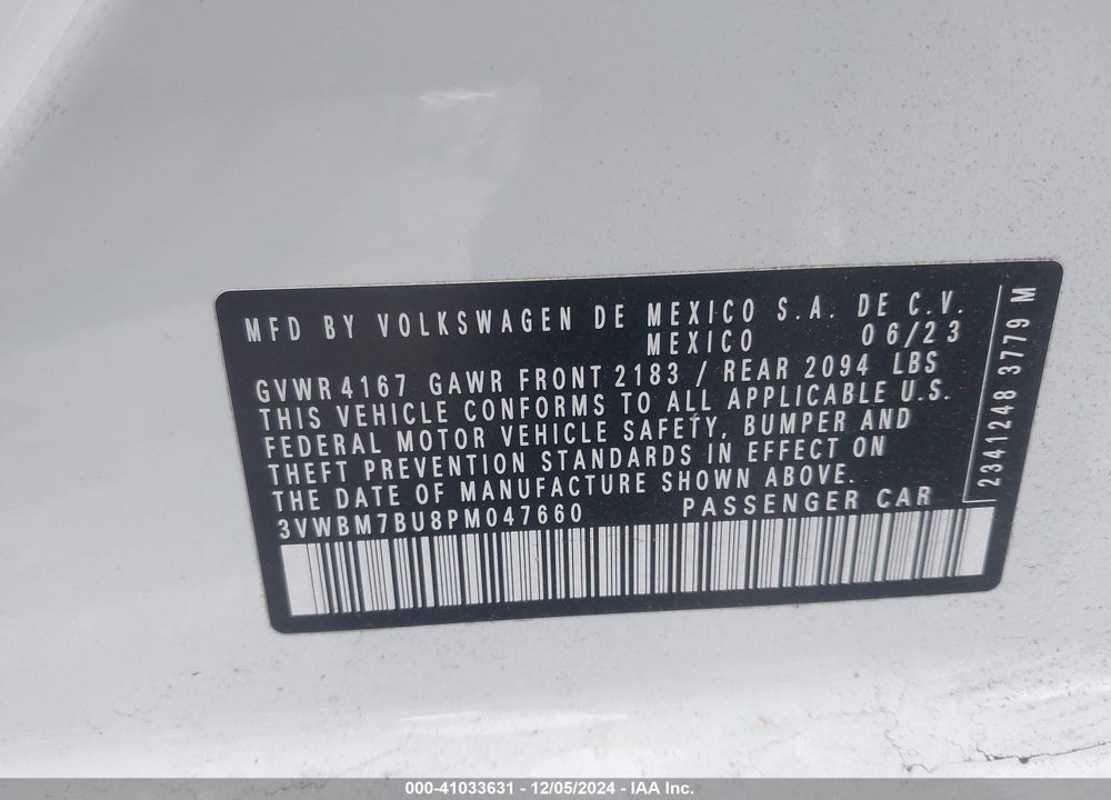 2023 VOLKSWAGEN JETTA VIN: 3VWBM7BU8PM047660