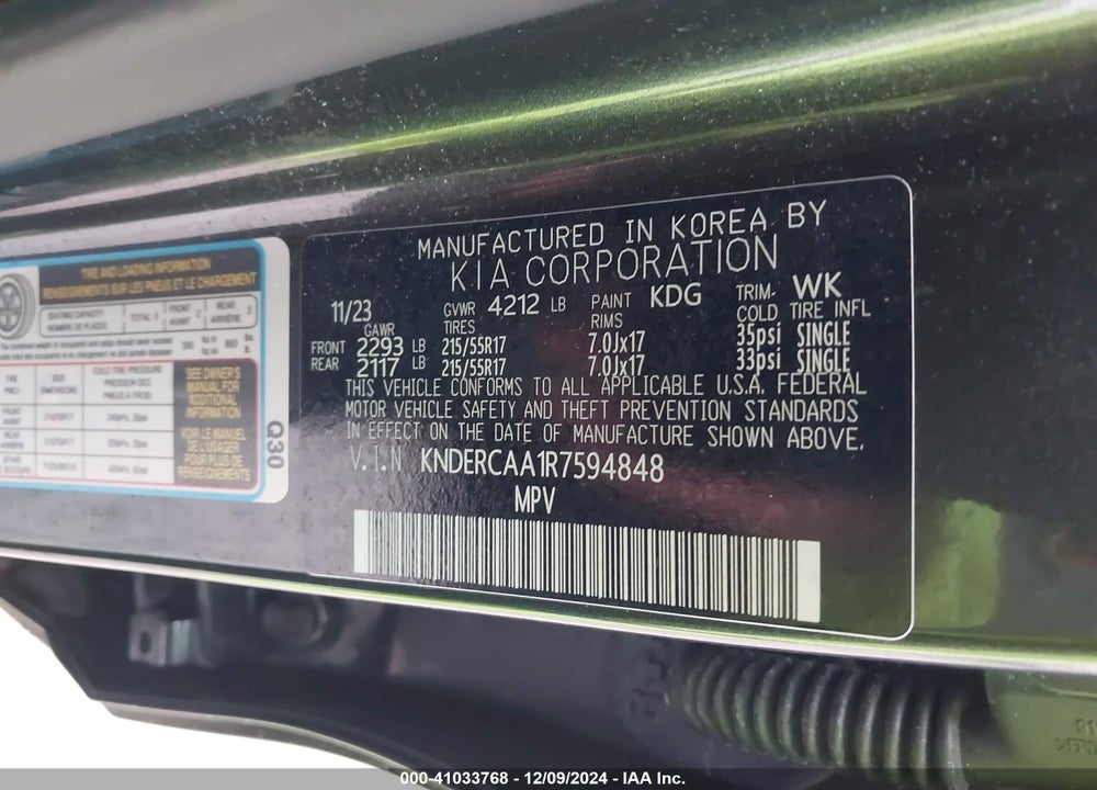 2024 KIA SELTOS EX VIN: KNDERCAA1R7594848