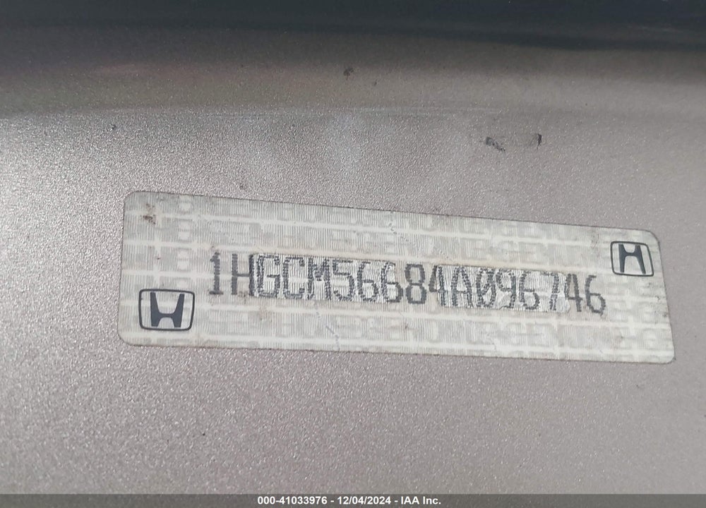 2004 HONDA ACCORD 2.4 EX VIN: 1HGCM56684A096746