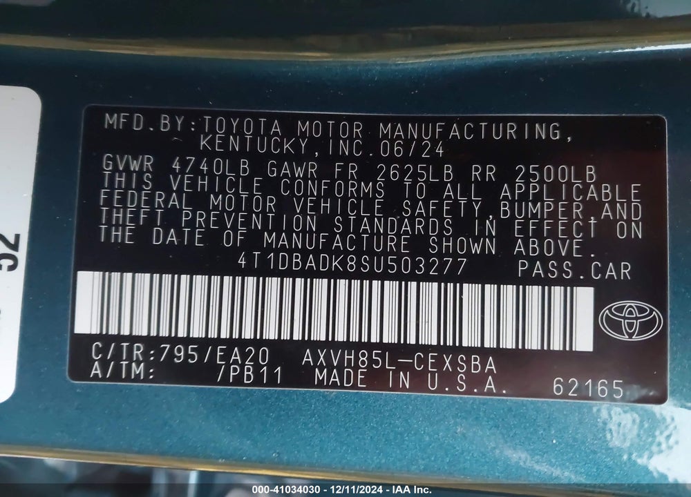 2025 TOYOTA CAMRY SE VIN: 4T1DBADK8SU503277