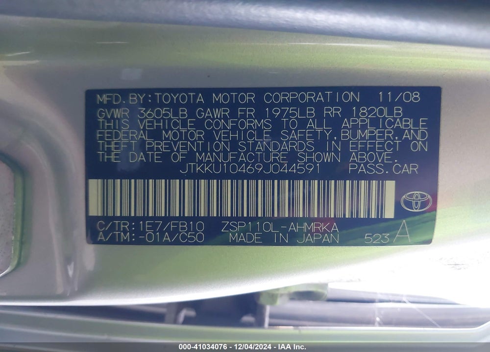 2009 SCION XD VIN: JTKKU10469J044591