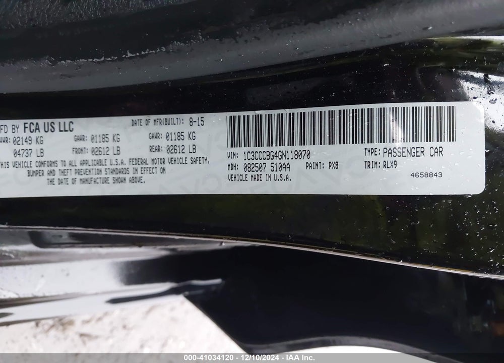 2016 CHRYSLER 200 S VIN: 1C3CCCBG4GN118070