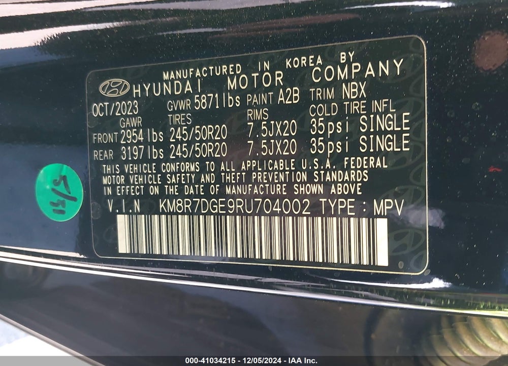 2024 HYUNDAI PALISADE CALLIGRAPHY VIN: KM8R7DGE9RU704002