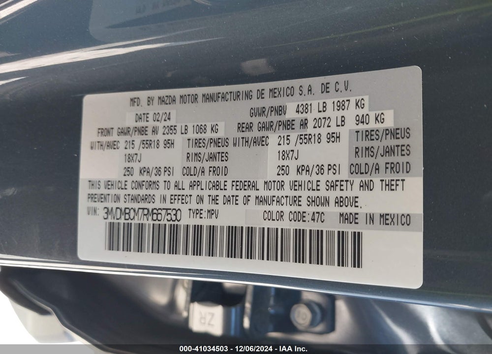 2024 MAZDA CX-30 VIN: 3MVDMBCM7RM667530