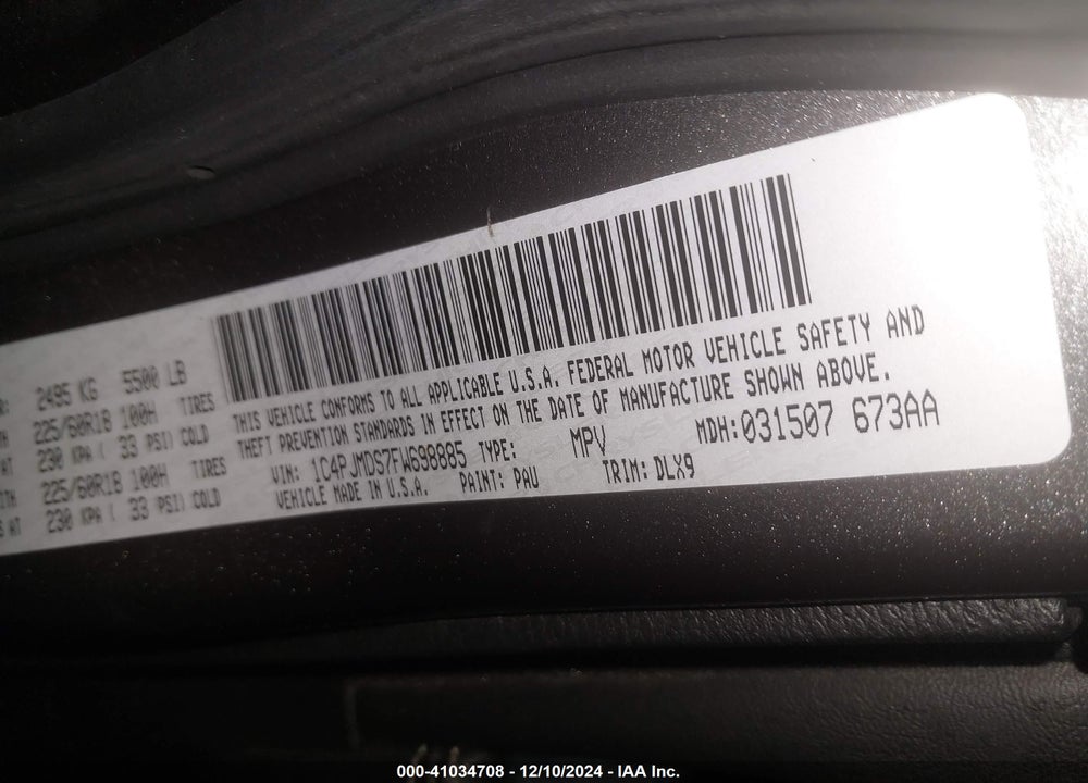 2015 JEEP CHEROKEE LIMITED VIN: 1C4PJMDS7FW698885