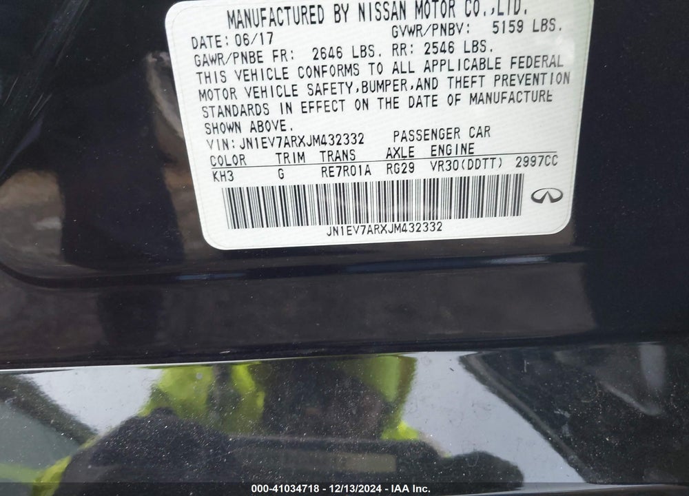 2018 INFINITI Q50 3.0T LUXE VIN: JN1EV7ARXJM432332