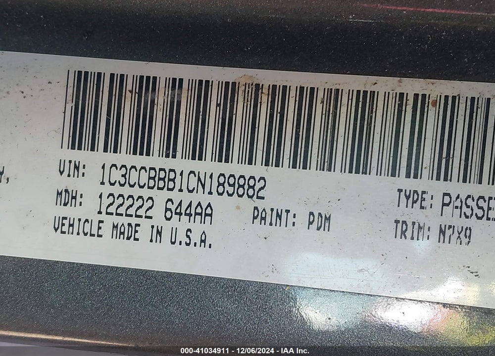 2012 CHRYSLER 200 TOURING VIN: 1C3CCBBB1CN189882