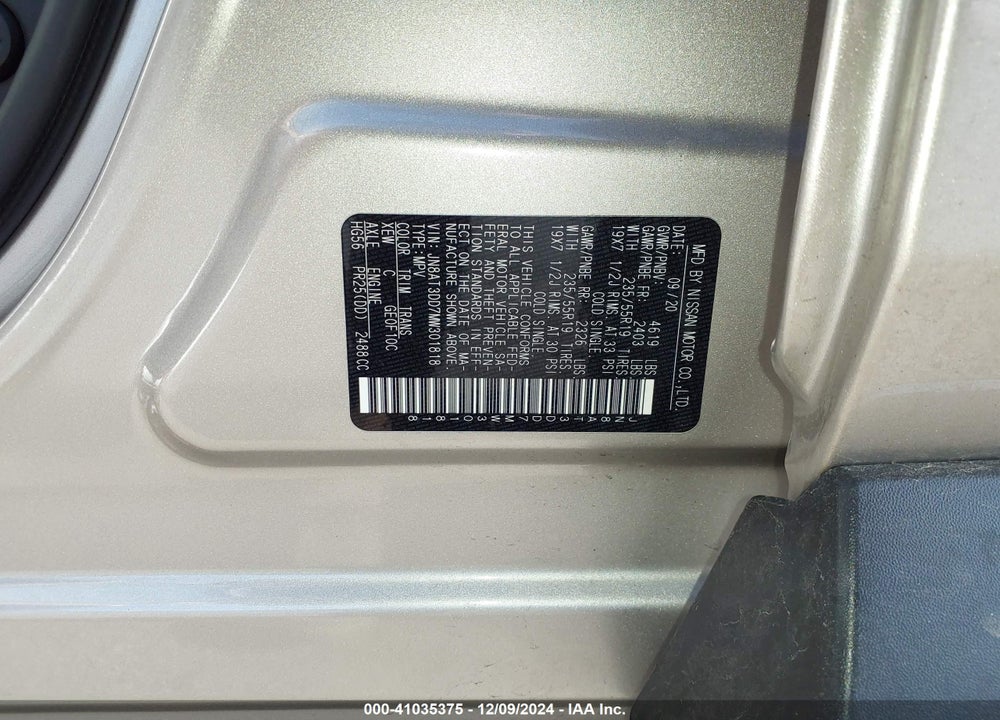 2021 NISSAN ROGUE PLATINUM INTELLIGENT AWD VIN: JN8AT3DD7MW301818