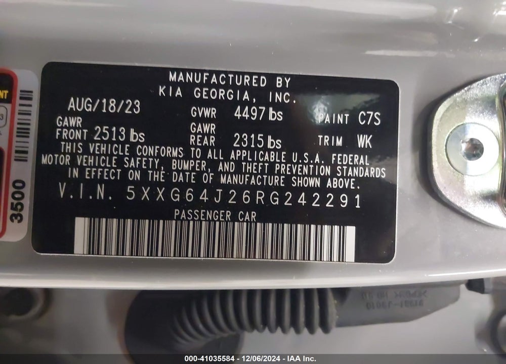 2024 KIA K5 GT LINE VIN: 5XXG64J26RG242291