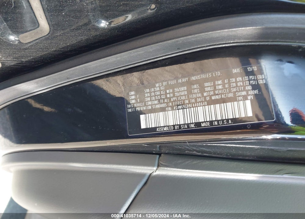 2014 SUBARU TRIBECA 3.6R LIMITED VIN: 4S4WX9GD9E4400640