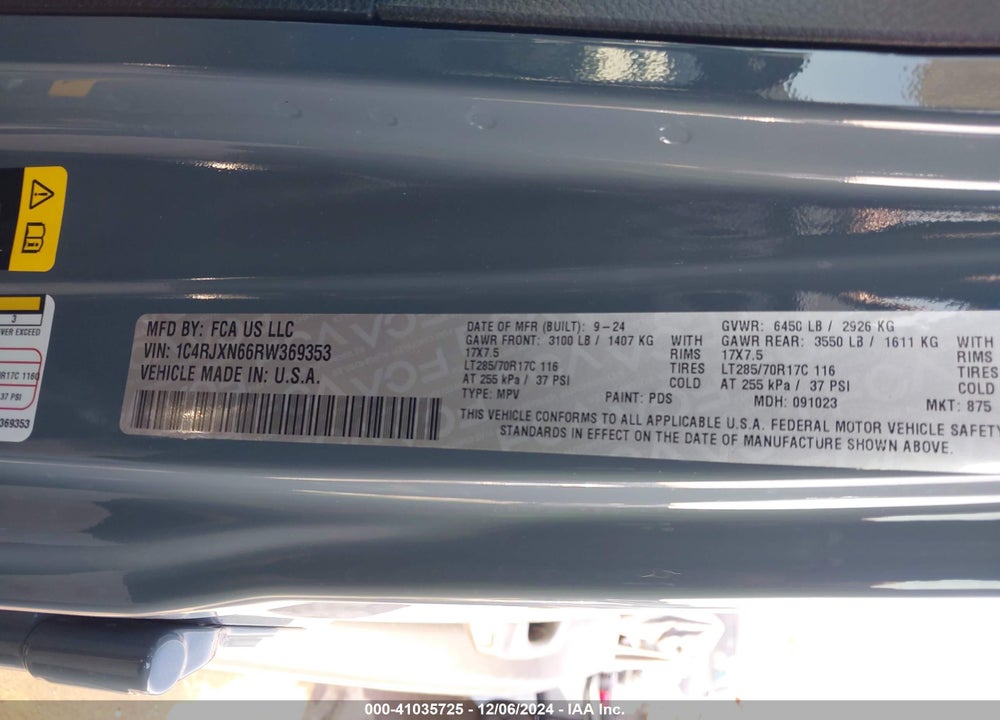 2024 JEEP WRANGLER 4XE WILLYS 4XE VIN: 1C4RJXN66RW369353