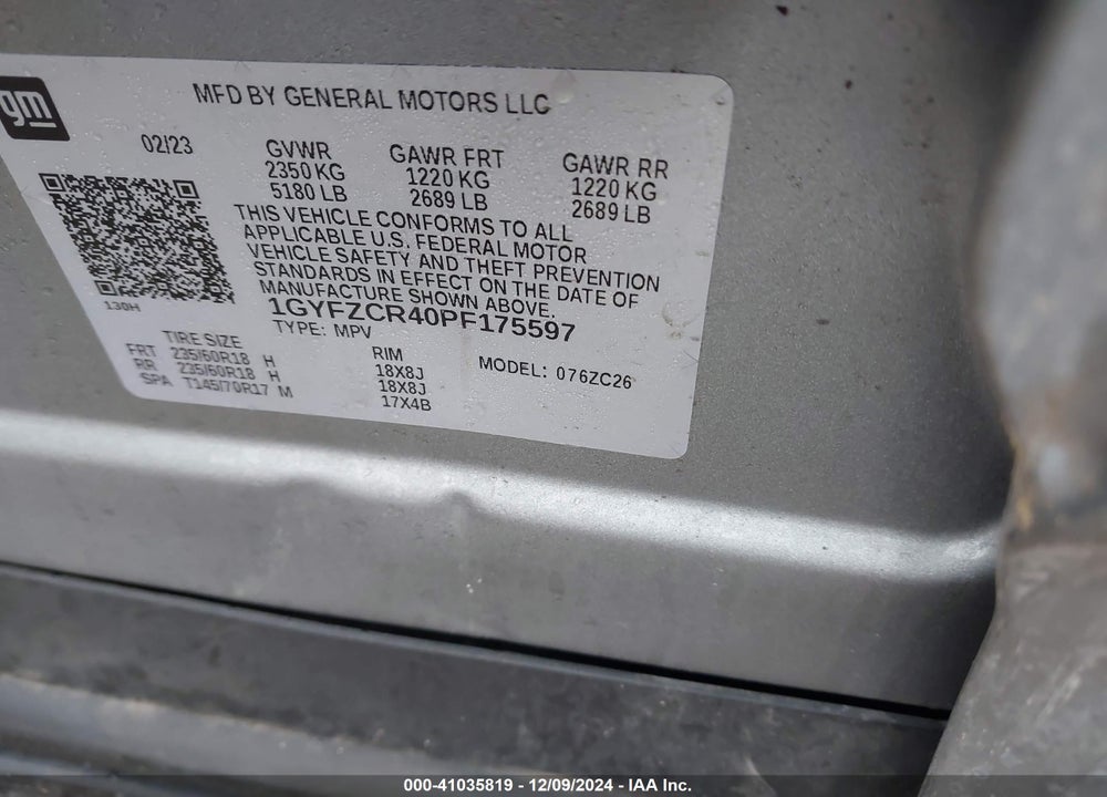 2023 CADILLAC XT4 VIN: 1GYFZCR40PF175597