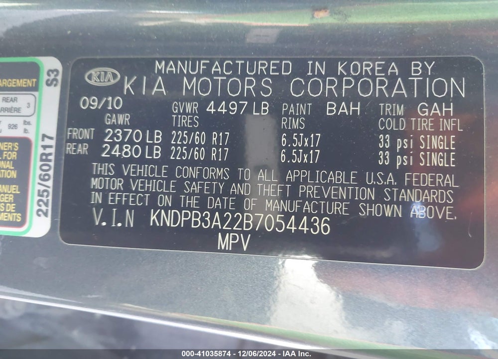 2011 KIA SPORTAGE LX VIN: KNDPB3A22B7054436