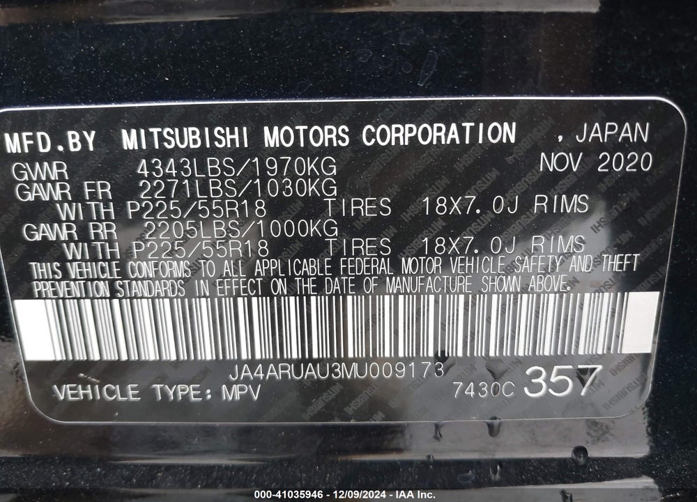 2021 MITSUBISHI OUTLANDER SPORT VIN: JA4ARUAU3MU009173