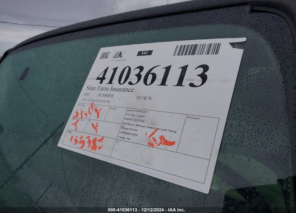 2007 HUMMER H3 SUV VIN: 5GTDN13E678183585