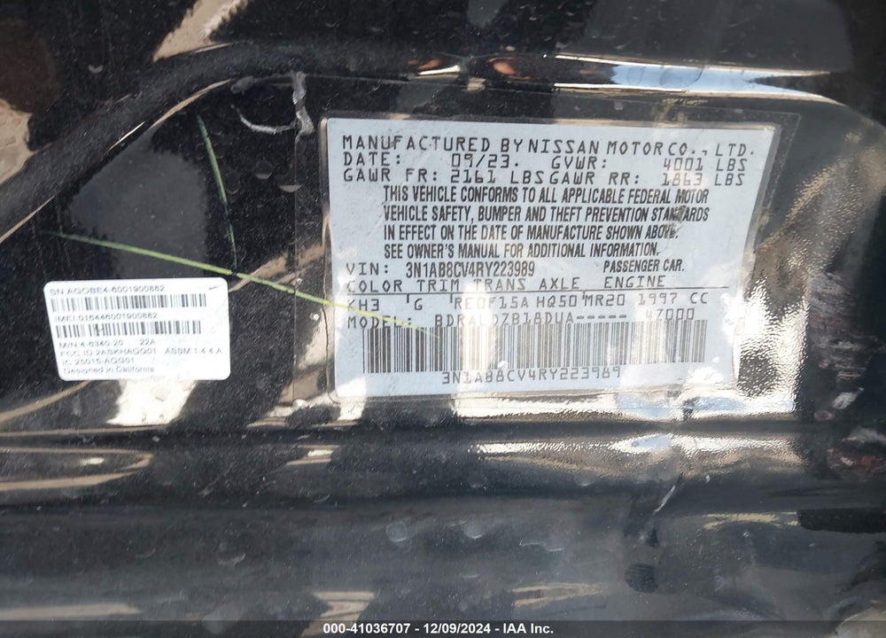 2024 NISSAN SENTRA SV XTRONIC CVT VIN: 3N1AB8CV4RY223989