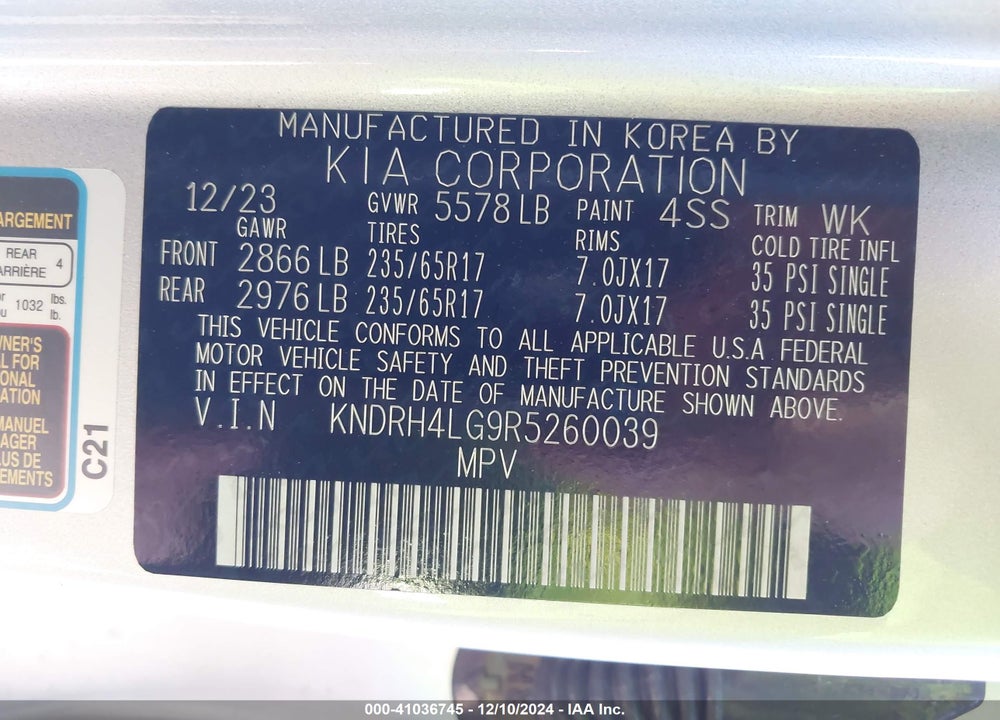 2024 KIA SORENTO HYBRID EX VIN: KNDRH4LG9R5260039