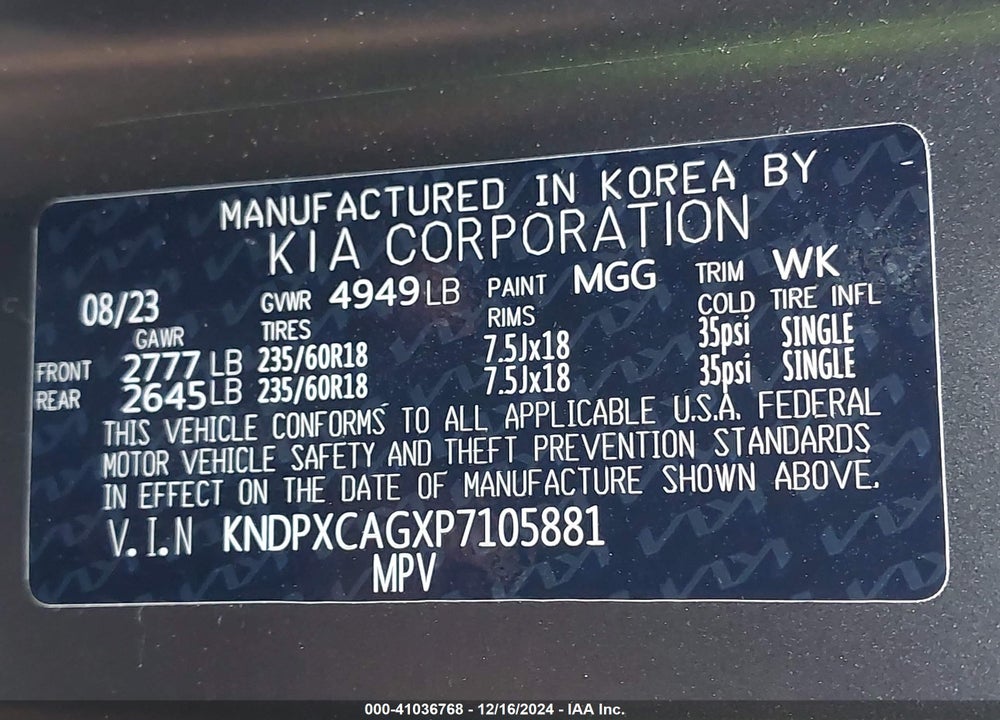 2023 KIA SPORTAGE HYBRID SX-PRESTIGE VIN: KNDPXCAGXP7105881
