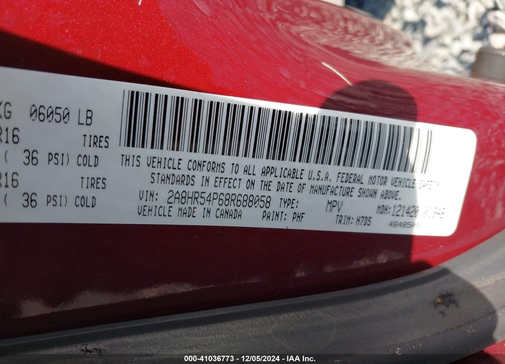 2008 CHRYSLER TOWN & COUNTRY TOURING VIN: 2A8HR54P68R688058