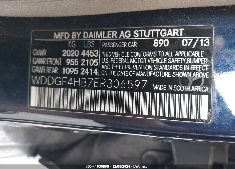 2014 MERCEDES-BENZ C 250 LUXURY/SPORT VIN: WDDGF4HB7ER306597