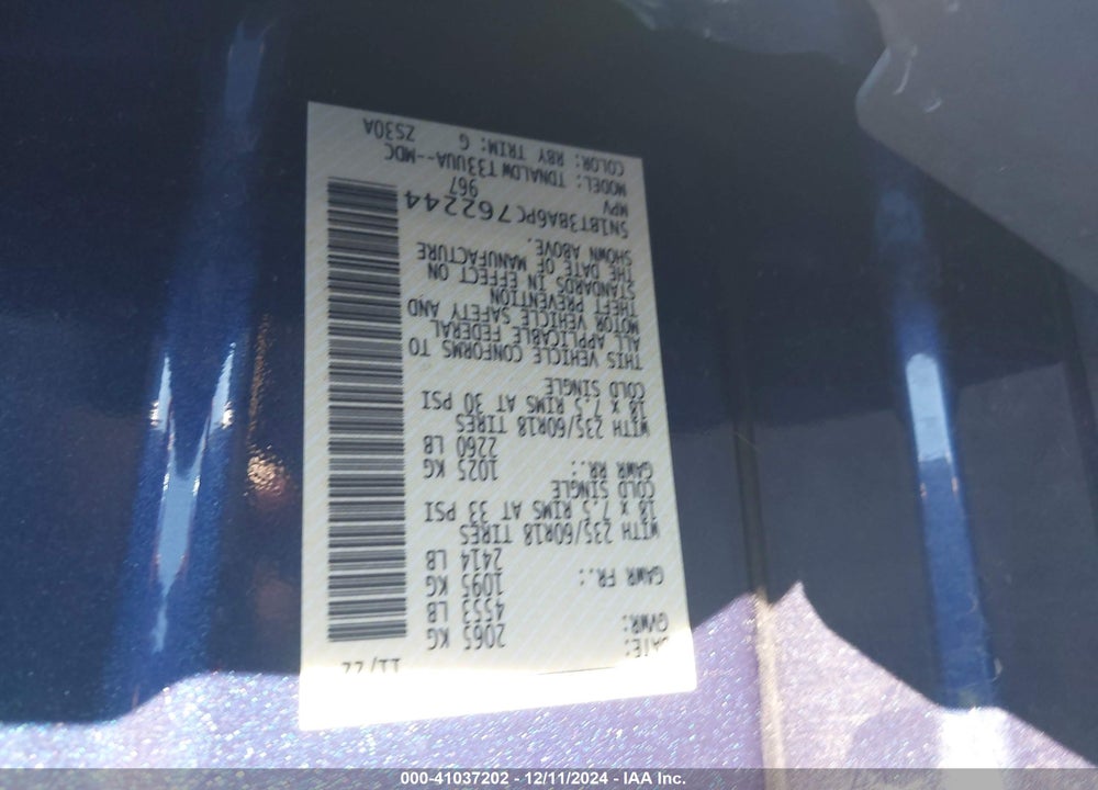 2023 NISSAN ROGUE SV FWD VIN: 5N1BT3BA6PC762244