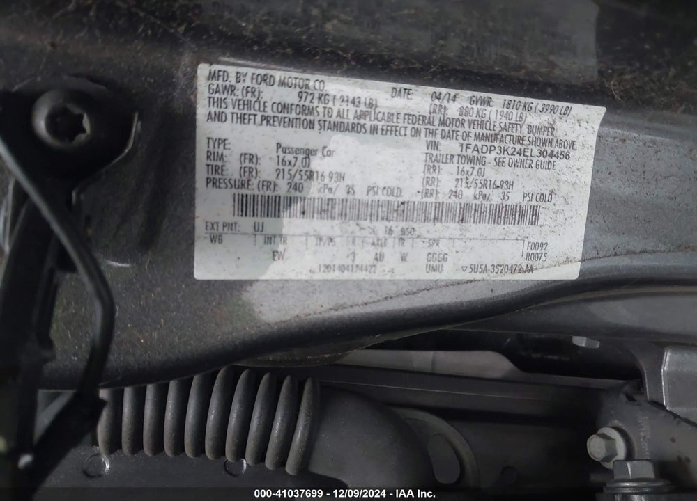 2014 FORD FOCUS SE VIN: 1FADP3K24EL304456