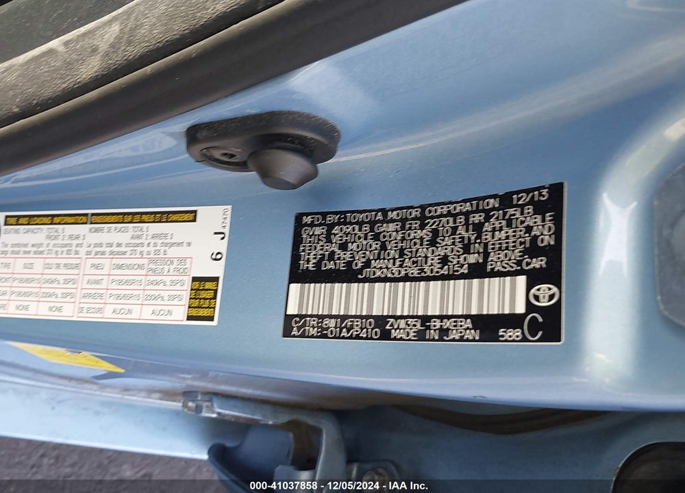 2014 TOYOTA PRIUS PLUG-IN VIN: JTDKN3DP8E3054154