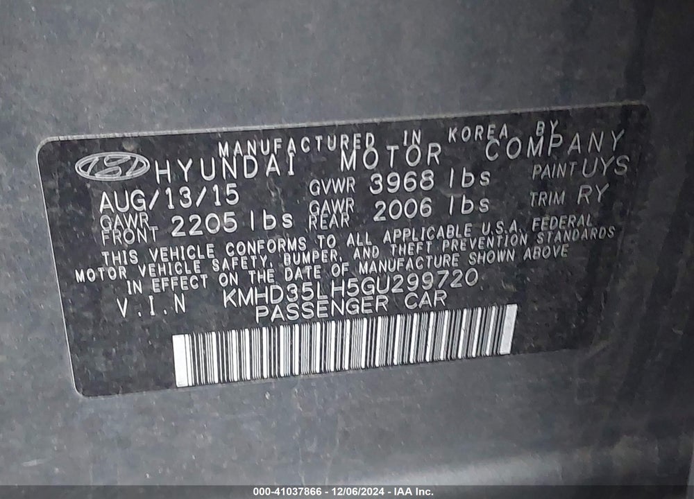 2016 HYUNDAI ELANTRA GT VIN: KMHD35LH5GU299720