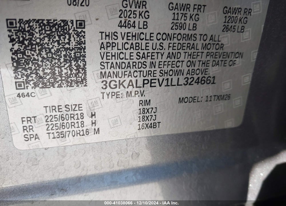 2020 GMC TERRAIN FWD SLT VIN: 3GKALPEV1LL324661