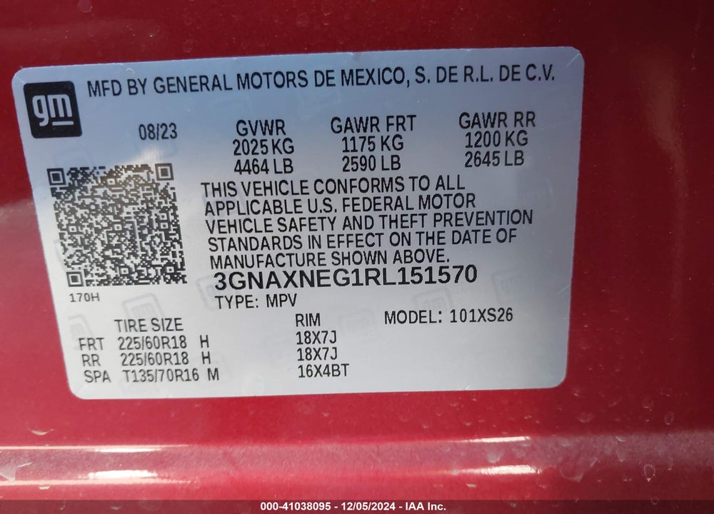 2024 CHEVROLET EQUINOX FWD PREMIER VIN: 3GNAXNEG1RL151570