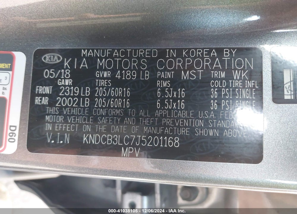2018 KIA NIRO LX VIN: KNDCB3LC7J5201168