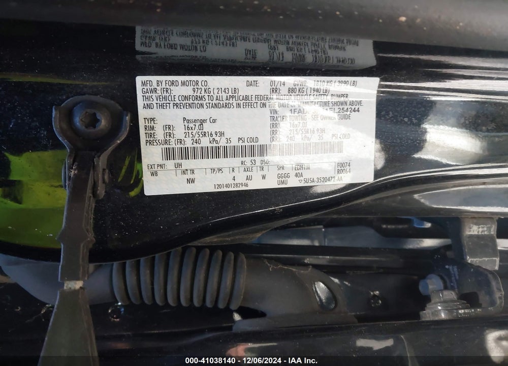 2014 FORD FOCUS SE VIN: 1FADP3K21EL254244