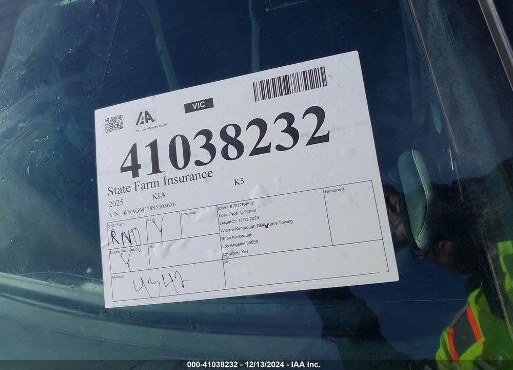 2025 KIA K5 GT LINE VIN: KNAG64J78S5305636
