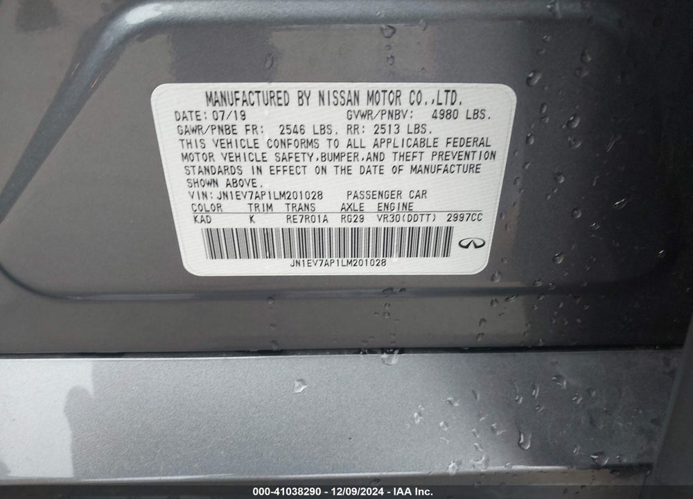 2020 INFINITI Q50 VIN: JN1EV7AP1LM201028