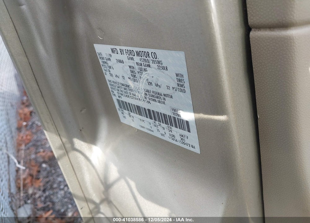 2010 FORD ESCAPE LIMITED VIN: 1FMCU0EG7AKB08186