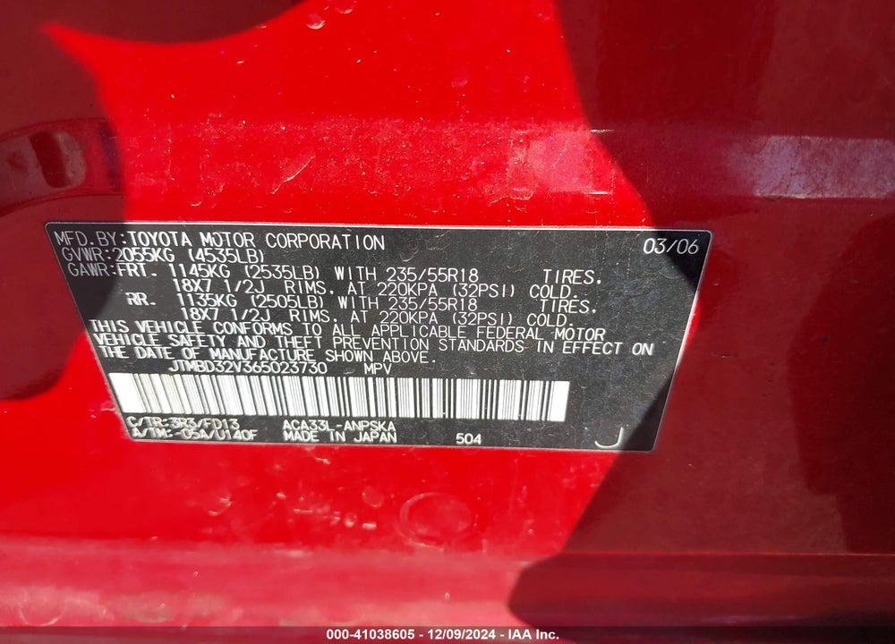 2006 TOYOTA RAV4 SPORT VIN: JTMBD32V365023730