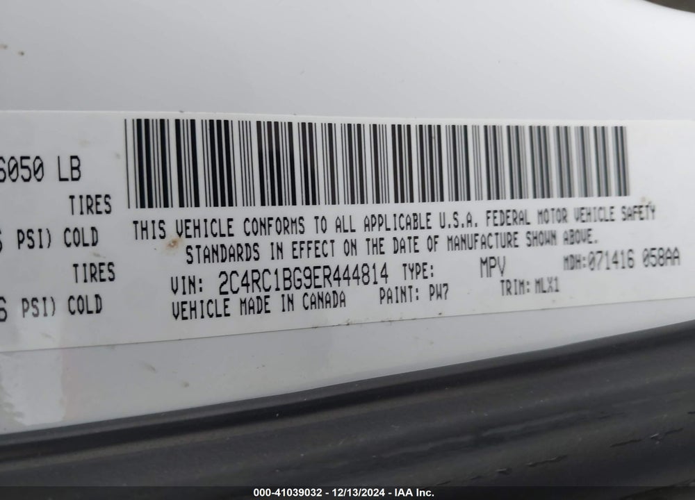 2014 CHRYSLER TOWN & COUNTRY TOURING VIN: 2C4RC1BG9ER444814