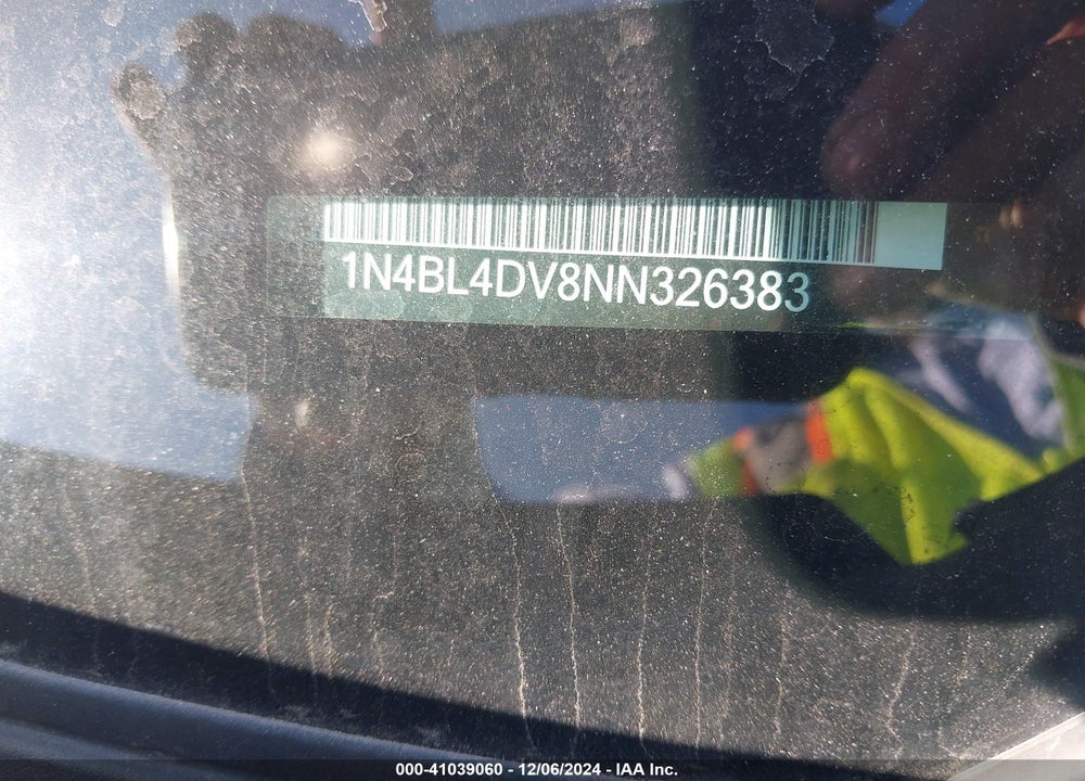 2022 NISSAN ALTIMA SV FWD VIN: 1N4BL4DV8NN326383