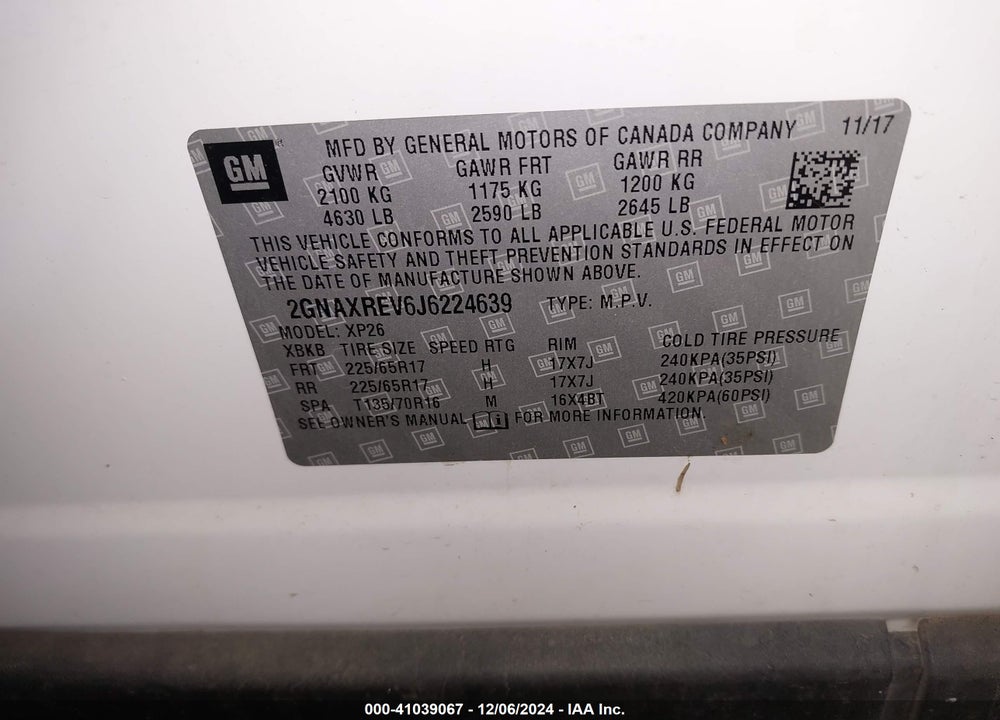 2018 CHEVROLET EQUINOX LS VIN: 2GNAXREV6J6224639