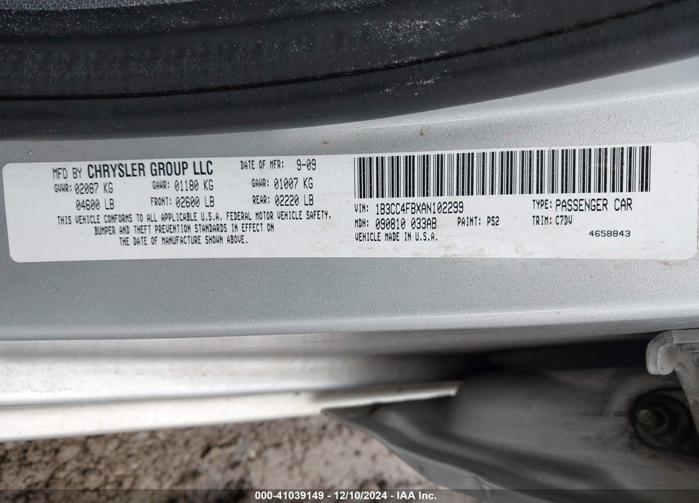 2010 DODGE AVENGER SXT VIN: 1B3CC4FBXAN102299