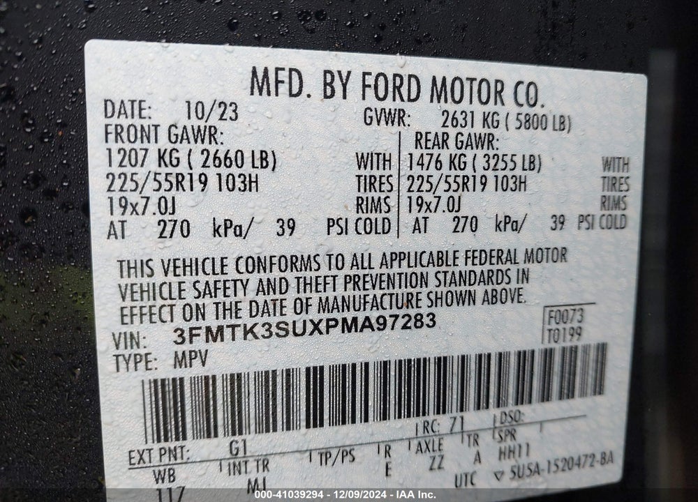 2023 FORD MUSTANG MACH-E VIN: 3FMTK3SUXPMA97283