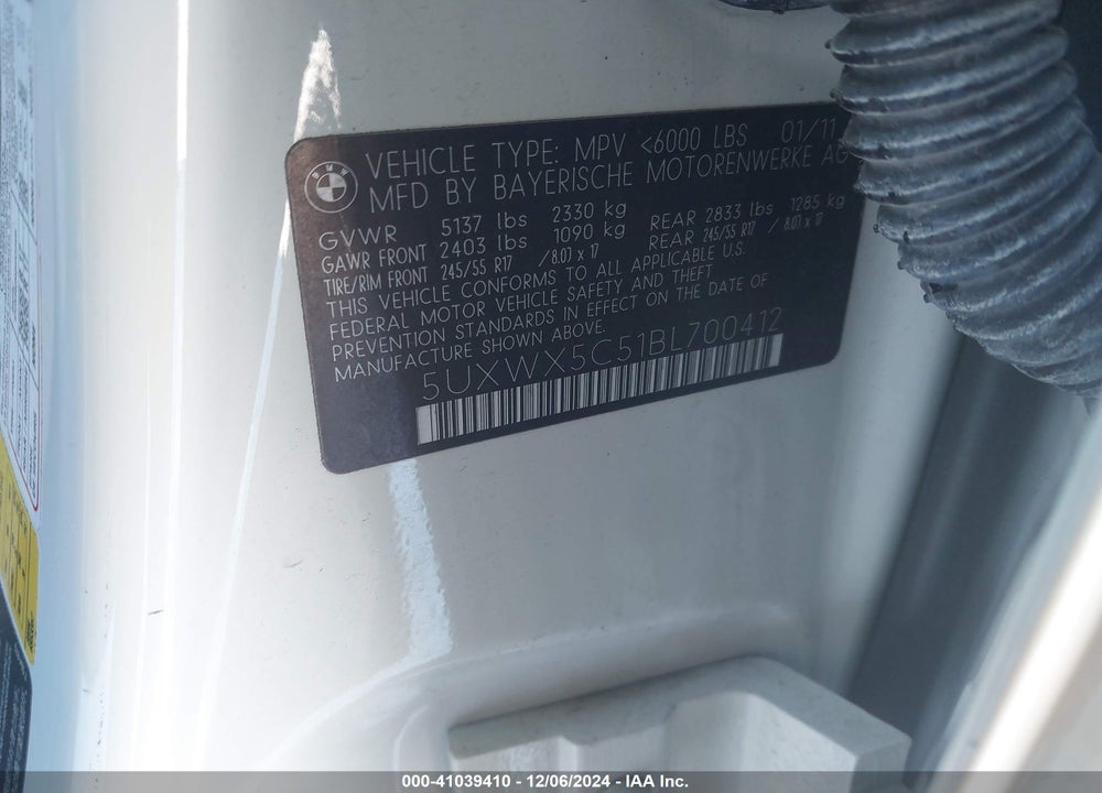 2011 BMW X3 XDRIVE28I VIN: 5UXWX5C51BL700412