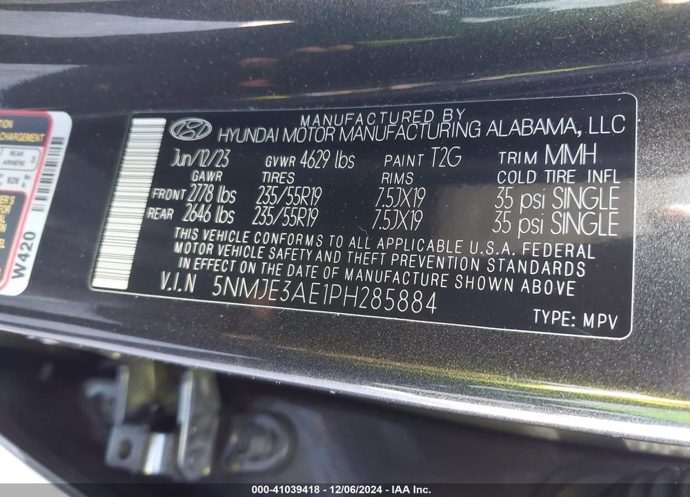 2023 HYUNDAI TUCSON LIMITED VIN: 5NMJE3AE1PH285884