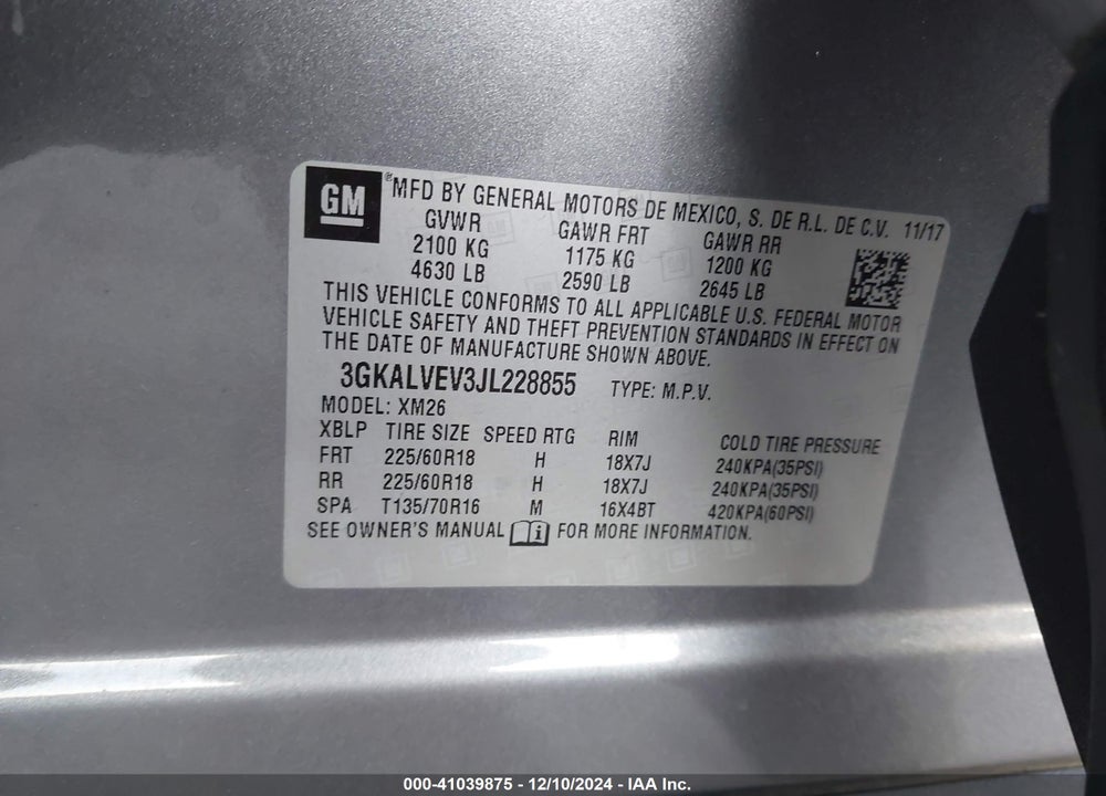 2018 GMC TERRAIN SLT VIN: 3GKALVEV3JL228855