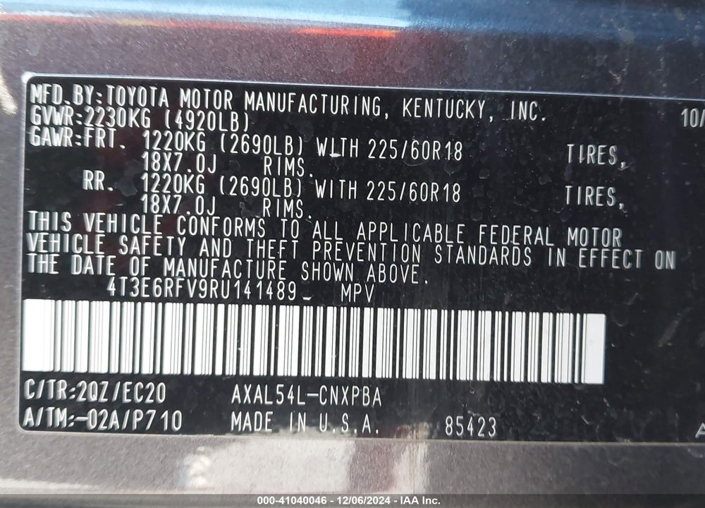 2024 TOYOTA RAV4 HYBRID XSE VIN: 4T3E6RFV9RU141489