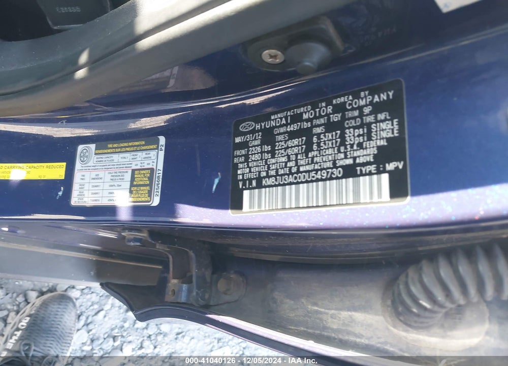 2013 HYUNDAI TUCSON GLS VIN: KM8JU3AC0DU549730