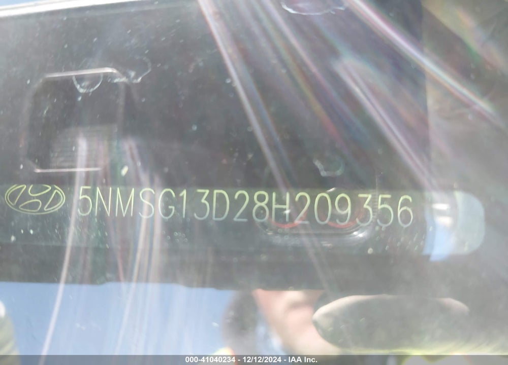 2008 HYUNDAI SANTA FE GLS VIN: 5NMSG13D28H209356