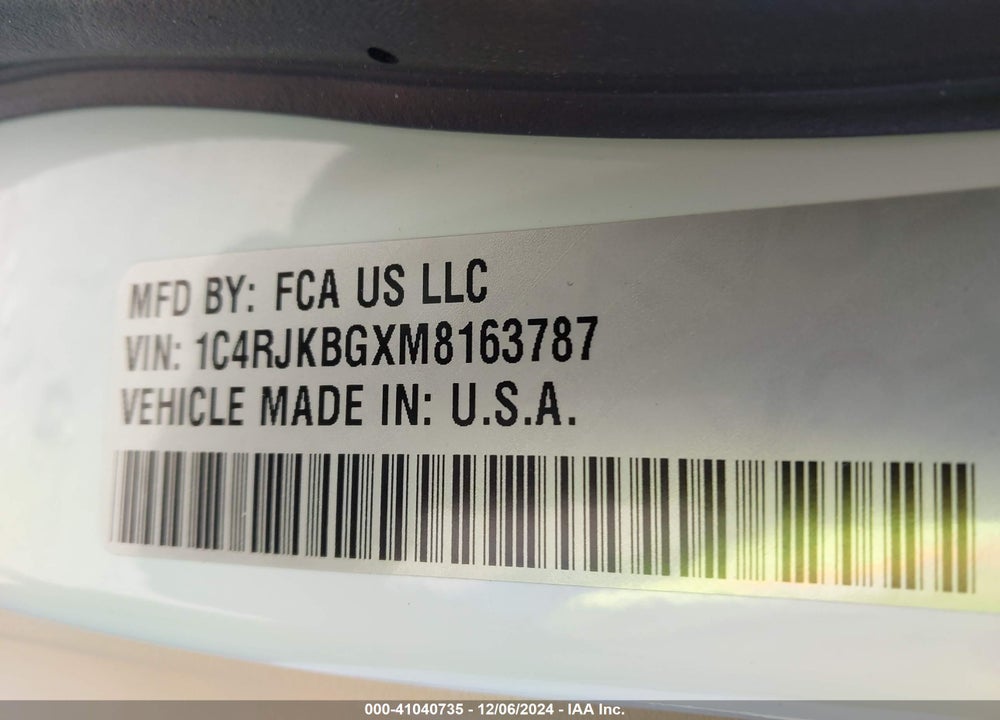 2021 JEEP GRAND CHEROKEE L LIMITED 4X4 VIN: 1C4RJKBGXM8163787