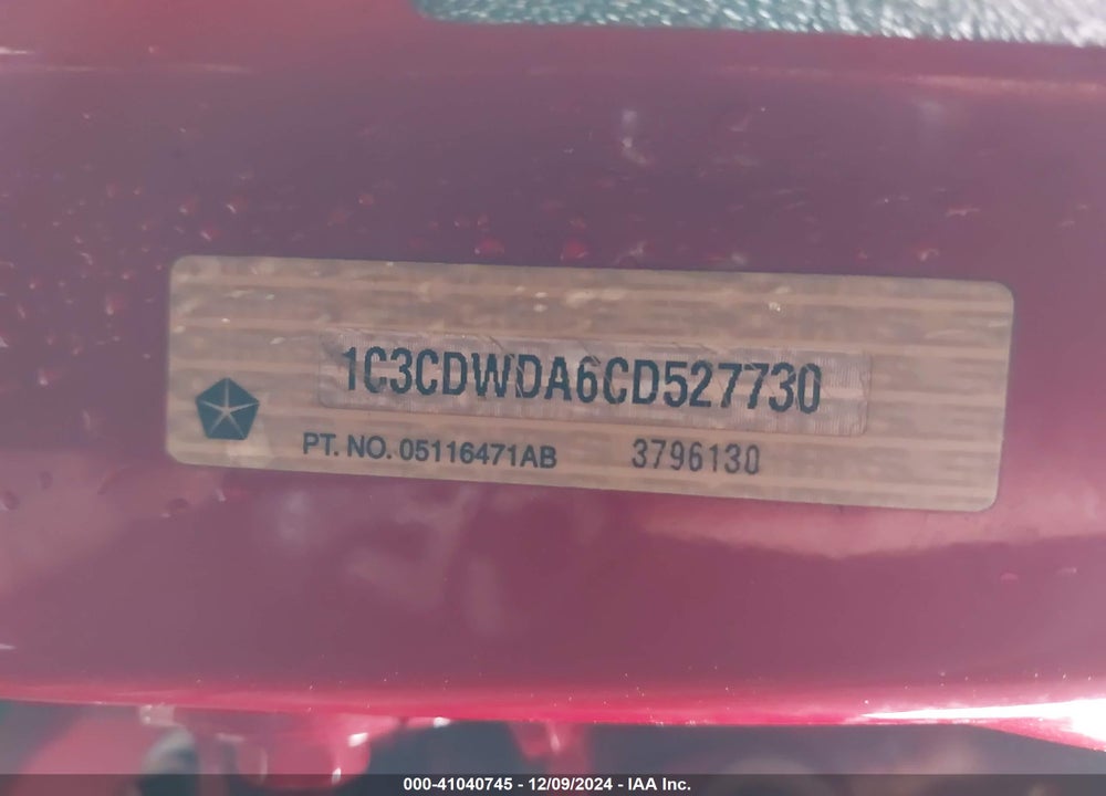 2012 DODGE CALIBER SXT VIN: 1C3CDWDA6CD527730