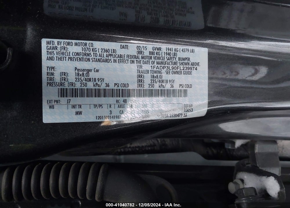 2015 FORD FOCUS ST VIN: 1FADP3L90FL239974